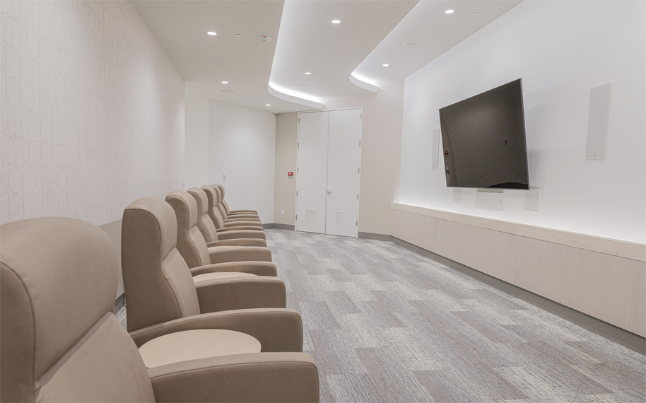 Modern, comfortable media room/theater